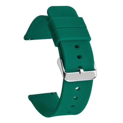 Stainless Steel Silver Pin Buckle Solid Color Silicone Waterproof Watch Band, 10mm, 12mm, 14mm, 15mm, 16mm, 18mm, 19mm