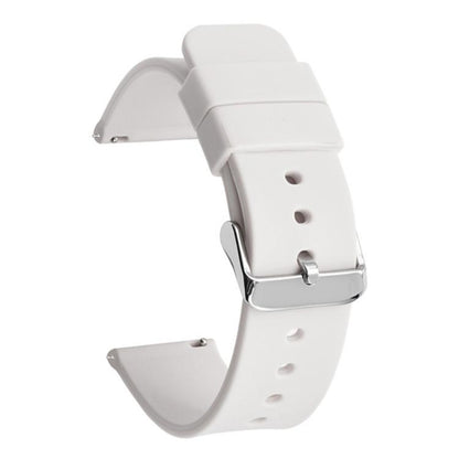 Stainless Steel Silver Pin Buckle Solid Color Silicone Waterproof Watch Band, 10mm, 12mm, 14mm, 15mm, 16mm, 18mm, 19mm