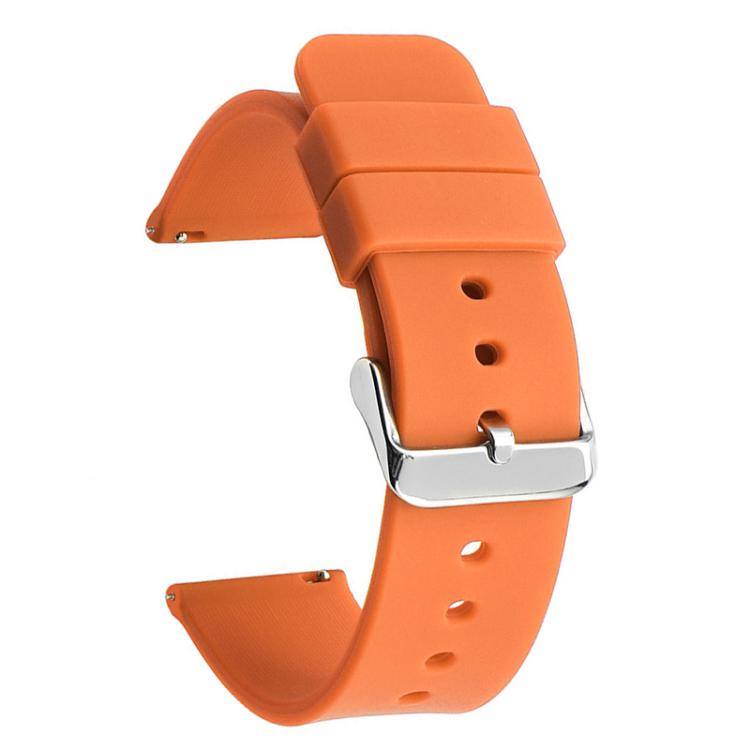 Stainless Steel Silver Pin Buckle Solid Color Silicone Waterproof Watch Band, 10mm, 12mm, 14mm, 15mm, 16mm, 18mm, 19mm