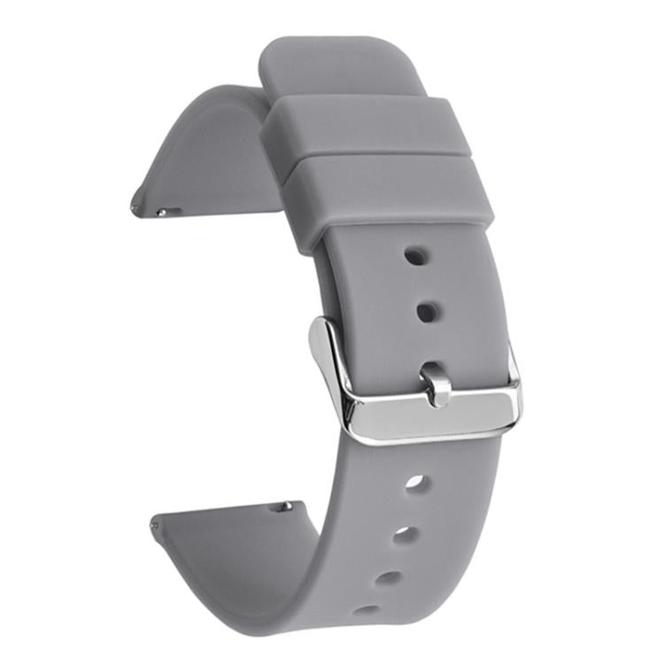 Stainless Steel Silver Pin Buckle Solid Color Silicone Waterproof Watch Band, 10mm, 12mm, 14mm, 15mm, 16mm, 18mm, 19mm