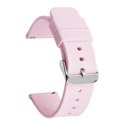Stainless Steel Silver Pin Buckle Solid Color Silicone Waterproof Watch Band, 10mm, 12mm, 14mm, 15mm, 16mm, 18mm, 19mm