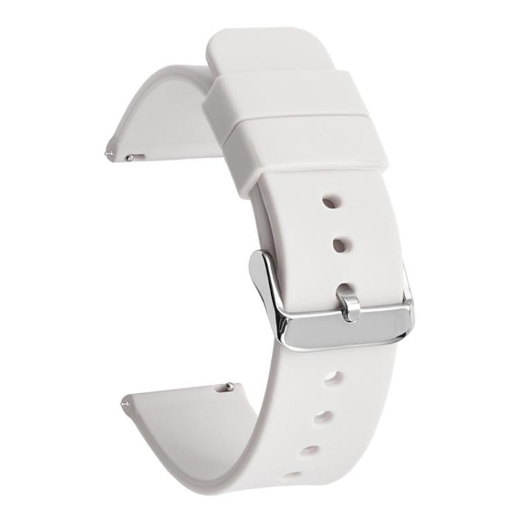 Stainless Steel Silver Pin Buckle Solid Color Silicone Waterproof Watch Band, 10mm, 12mm, 14mm, 15mm, 16mm, 18mm, 19mm