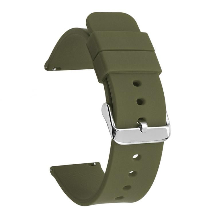 Stainless Steel Silver Pin Buckle Solid Color Silicone Waterproof Watch Band, 10mm, 12mm, 14mm, 15mm, 16mm, 18mm, 19mm