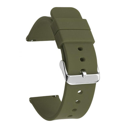 Stainless Steel Silver Pin Buckle Solid Color Silicone Waterproof Watch Band, 10mm, 12mm, 14mm, 15mm, 16mm, 18mm, 19mm
