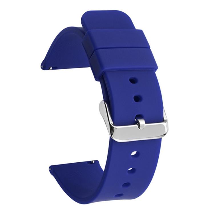 Stainless Steel Silver Pin Buckle Solid Color Silicone Waterproof Watch Band, 10mm, 12mm, 14mm, 15mm, 16mm, 18mm, 19mm