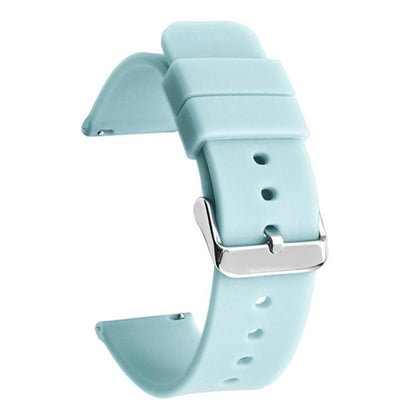 Stainless Steel Silver Pin Buckle Solid Color Silicone Waterproof Watch Band, 10mm, 12mm, 14mm, 15mm, 16mm, 18mm, 19mm