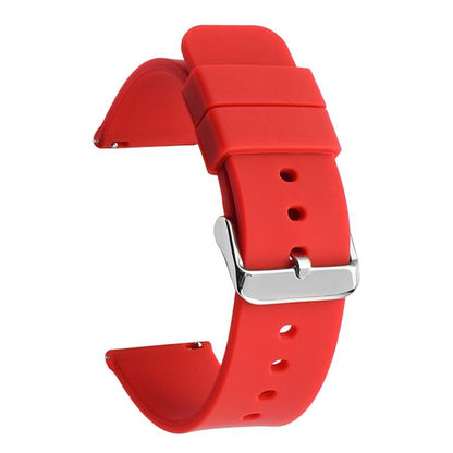Stainless Steel Silver Pin Buckle Solid Color Silicone Waterproof Watch Band, 10mm, 12mm, 14mm, 15mm, 16mm, 18mm, 19mm