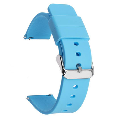 Stainless Steel Silver Pin Buckle Solid Color Silicone Waterproof Watch Band, 20mm, 21mm, 22mm, 24mm