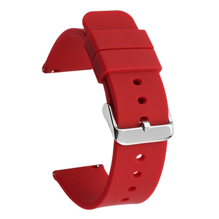 Stainless Steel Silver Pin Buckle Solid Color Silicone Waterproof Watch Band, 20mm, 21mm, 22mm, 24mm