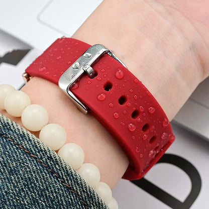 Stainless Steel Silver Pin Buckle Solid Color Silicone Waterproof Watch Band, 10mm, 12mm, 14mm, 15mm, 16mm, 18mm, 19mm
