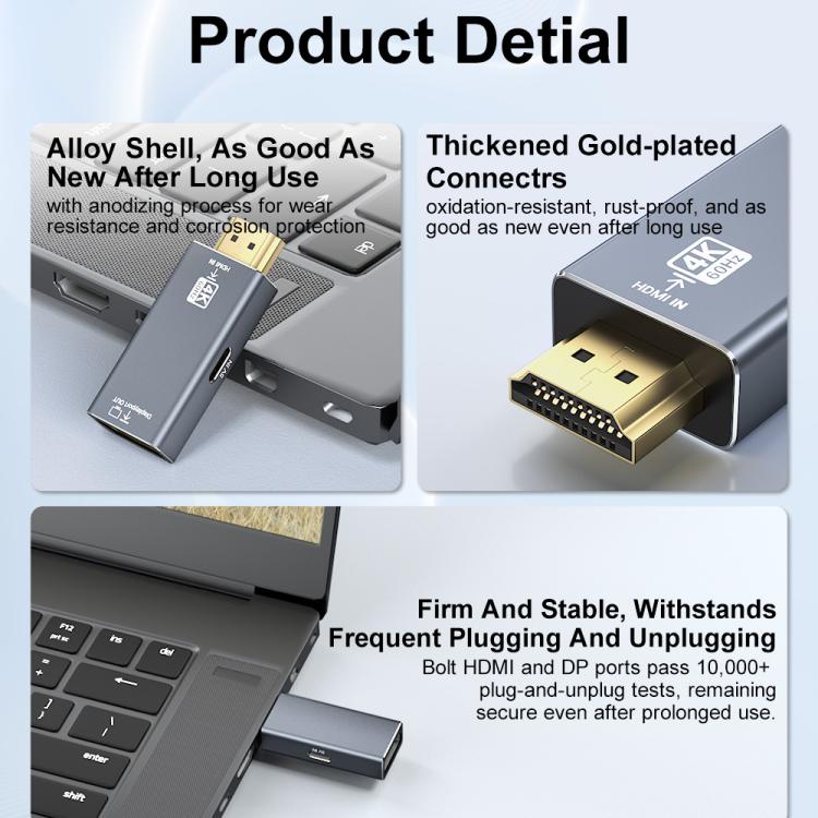 4K 60Hz HDMI Male to DP Female HD Adapter