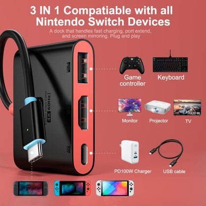 3 in 1 Type-C to HDMI + USB 3.0 + Type-C PD Charging Port Desktop Docking Station