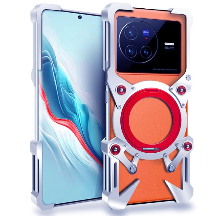 Rotating Bracket Hollow Metal Phone Case with Lanyard, For vivo X80