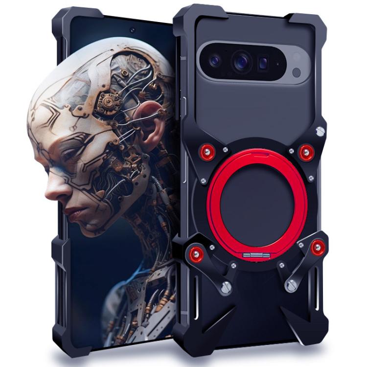 Rotating Bracket Hollow Metal Phone Case with Lanyard, For Google Pixel 10a, For Google Pixel 10 Pro XL, For Google Pixel 10 Pro, For Google Pixel 10, For Google Pixel 9a, For Google Pixel 9 Pro XL, For Google Pixel 9 Pro, For Google Pixel 9           ...