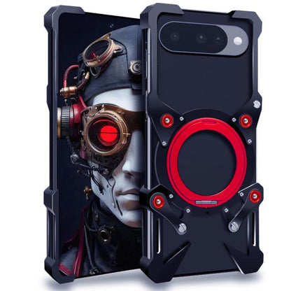 Rotating Bracket Hollow Metal Phone Case with Lanyard, For Google Pixel 10a, For Google Pixel 10 Pro XL, For Google Pixel 10 Pro, For Google Pixel 10, For Google Pixel 9a, For Google Pixel 9 Pro XL, For Google Pixel 9 Pro, For Google Pixel 9           ...