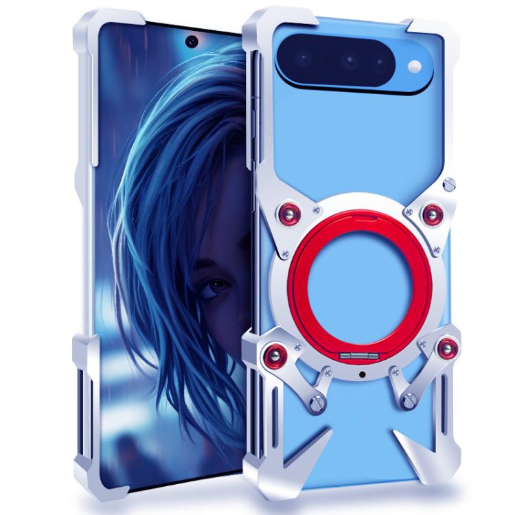 Rotating Bracket Hollow Metal Phone Case with Lanyard, For Google Pixel 10a, For Google Pixel 10 Pro XL, For Google Pixel 10 Pro, For Google Pixel 10, For Google Pixel 9a, For Google Pixel 9 Pro XL, For Google Pixel 9 Pro, For Google Pixel 9           ...