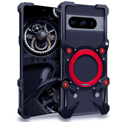 Rotating Bracket Hollow Metal Phone Case with Lanyard, For Google Pixel 10a, For Google Pixel 10 Pro XL, For Google Pixel 10 Pro, For Google Pixel 10, For Google Pixel 9a, For Google Pixel 9 Pro XL, For Google Pixel 9 Pro, For Google Pixel 9           ...