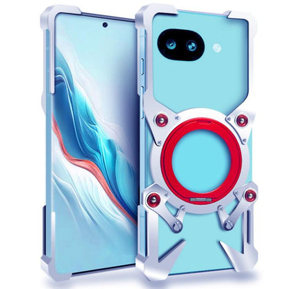 Rotating Bracket Hollow Metal Phone Case with Lanyard, For Google Pixel 10a, For Google Pixel 10 Pro XL, For Google Pixel 10 Pro, For Google Pixel 10, For Google Pixel 9a, For Google Pixel 9 Pro XL, For Google Pixel 9 Pro, For Google Pixel 9           ...