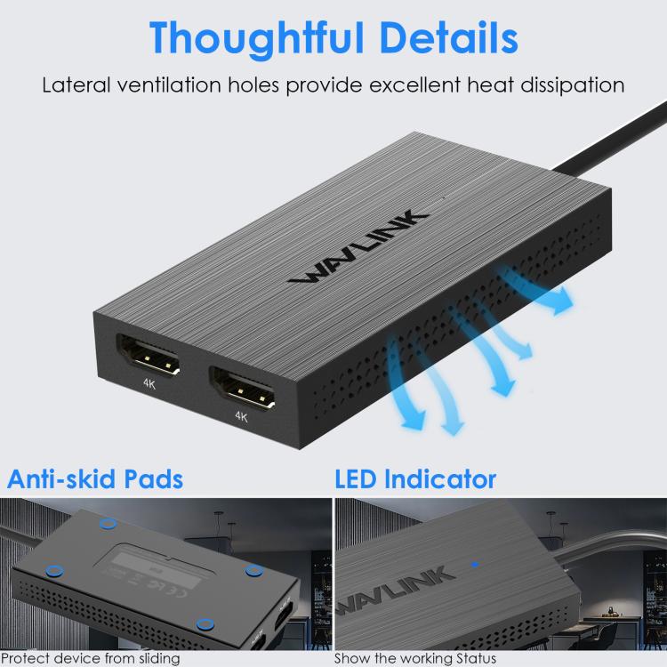 WAVLINK WL-UG6902H USB-A and USB-C / Type-C to Dual HDMI 4K 60Hz Display Adapter