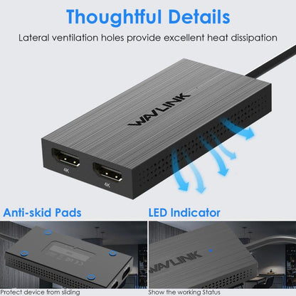 WAVLINK WL-UG6902H USB-A and USB-C / Type-C to Dual HDMI 4K 60Hz Display Adapter