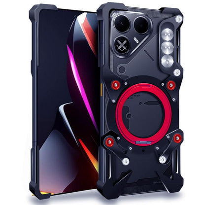 Rotating Bracket Hollow Metal Phone Case with Lanyard, For Tecno Pova 8 Pro 5G, For Tecno Pova 8 5G, For Tecno Pova Curve 2, For Tecno Camon 50 Ultra 5G, For Tecno Camon 50 Pro 4G, For Tecno Camon 50 4G, For Tecno Pova Slim, For Tecno Spark Slim       ...