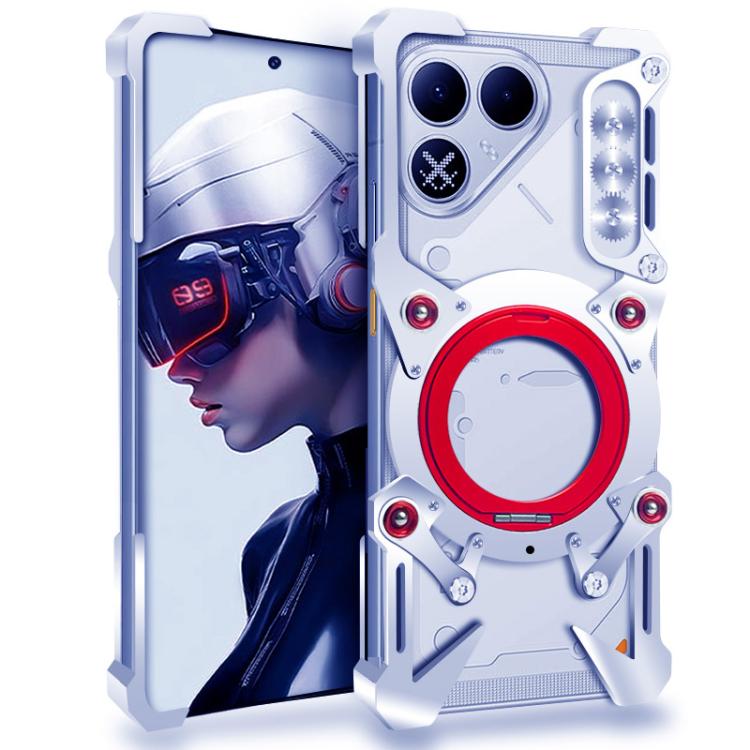 Rotating Bracket Hollow Metal Phone Case with Lanyard, For Tecno Pova 8 Pro 5G, For Tecno Pova 8 5G, For Tecno Pova Curve 2, For Tecno Camon 50 Ultra 5G, For Tecno Camon 50 Pro 4G, For Tecno Camon 50 4G, For Tecno Pova Slim, For Tecno Spark Slim       ...