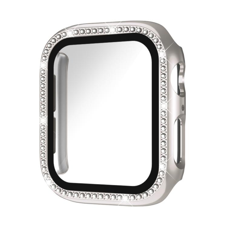 xDfind Single Row Diamond Tempered Glass Film Integrated PC Watch Case, For Apple Watch Series 44mm, For Apple Watch Series 40mm, For Apple Watch Series 11 46mm / 10 46mm, For Apple Watch Series 11 42mm / 10 42mm, For Apple Watch Ultra 3 / 2 / 1 49mm  ...