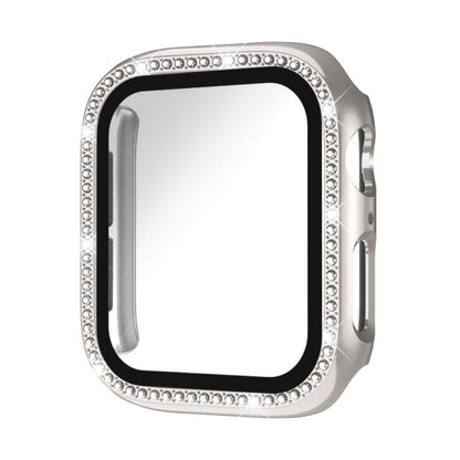 xDfind Single Row Diamond Tempered Glass Film Integrated PC Watch Case, For Apple Watch Series 44mm, For Apple Watch Series 40mm, For Apple Watch Series 11 46mm / 10 46mm, For Apple Watch Series 11 42mm / 10 42mm, For Apple Watch Ultra 3 / 2 / 1 49mm  ...