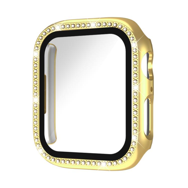 xDfind Single Row Diamond Tempered Glass Film Integrated PC Watch Case, For Apple Watch Series 44mm, For Apple Watch Series 40mm, For Apple Watch Series 11 46mm / 10 46mm, For Apple Watch Series 11 42mm / 10 42mm, For Apple Watch Ultra 3 / 2 / 1 49mm  ...