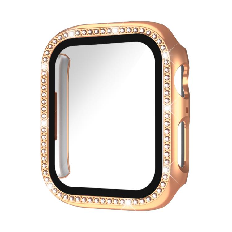 xDfind Single Row Diamond Tempered Glass Film Integrated PC Watch Case, For Apple Watch Series 44mm, For Apple Watch Series 40mm, For Apple Watch Series 11 46mm / 10 46mm, For Apple Watch Series 11 42mm / 10 42mm, For Apple Watch Ultra 3 / 2 / 1 49mm  ...