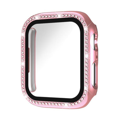 xDfind Single Row Diamond Tempered Glass Film Integrated PC Watch Case, For Apple Watch Series 44mm, For Apple Watch Series 40mm, For Apple Watch Series 11 46mm / 10 46mm, For Apple Watch Series 11 42mm / 10 42mm, For Apple Watch Ultra 3 / 2 / 1 49mm  ...