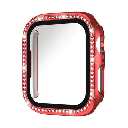 xDfind Single Row Diamond Tempered Glass Film Integrated PC Watch Case, For Apple Watch Series 44mm, For Apple Watch Series 40mm, For Apple Watch Series 11 46mm / 10 46mm, For Apple Watch Series 11 42mm / 10 42mm, For Apple Watch Ultra 3 / 2 / 1 49mm  ...