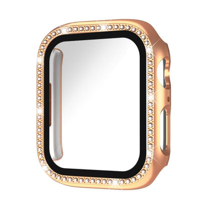 xDfind Single Row Diamond Tempered Glass Film Integrated PC Watch Case, For Apple Watch Series 44mm, For Apple Watch Series 40mm, For Apple Watch Series 11 46mm / 10 46mm, For Apple Watch Series 11 42mm / 10 42mm, For Apple Watch Ultra 3 / 2 / 1 49mm  ...