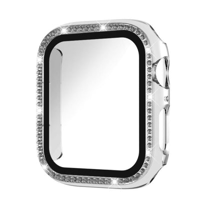 xDfind Single Row Diamond Tempered Glass Film Integrated PC Watch Case, For Apple Watch Series 44mm, For Apple Watch Series 40mm, For Apple Watch Series 11 46mm / 10 46mm, For Apple Watch Series 11 42mm / 10 42mm, For Apple Watch Ultra 3 / 2 / 1 49mm  ...