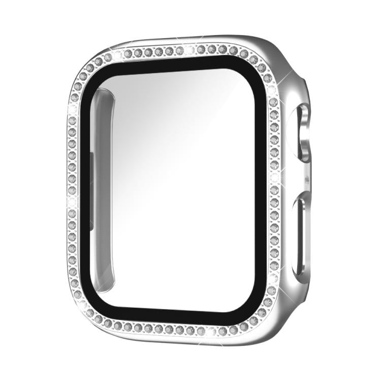 xDfind Single Row Diamond Tempered Glass Film Integrated PC Watch Case, For Apple Watch Series 44mm, For Apple Watch Series 40mm, For Apple Watch Series 11 46mm / 10 46mm, For Apple Watch Series 11 42mm / 10 42mm, For Apple Watch Ultra 3 / 2 / 1 49mm  ...