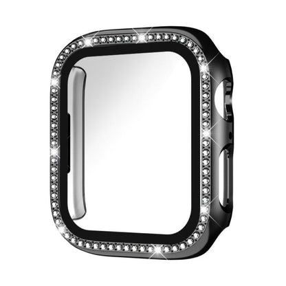 xDfind Single Row Diamond Tempered Glass Film Integrated PC Watch Case, For Apple Watch Series 44mm, For Apple Watch Series 40mm, For Apple Watch Series 11 46mm / 10 46mm, For Apple Watch Series 11 42mm / 10 42mm, For Apple Watch Ultra 3 / 2 / 1 49mm  ...