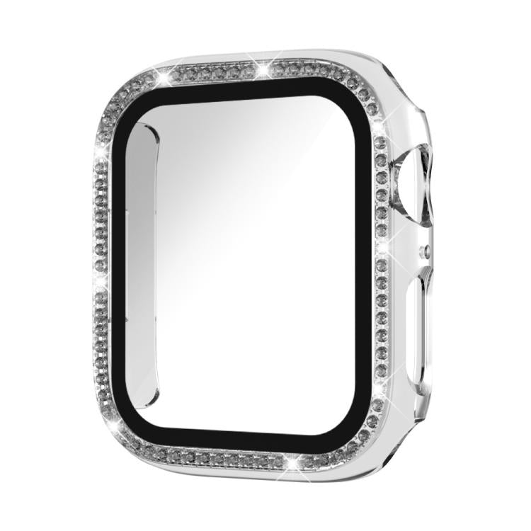 xDfind Single Row Diamond Tempered Glass Film Integrated PC Watch Case, For Apple Watch Series 44mm, For Apple Watch Series 40mm, For Apple Watch Series 11 46mm / 10 46mm, For Apple Watch Series 11 42mm / 10 42mm, For Apple Watch Ultra 3 / 2 / 1 49mm  ...