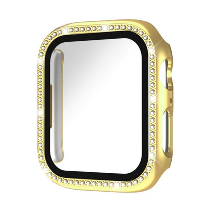xDfind Single Row Diamond Tempered Glass Film Integrated PC Watch Case, For Apple Watch Series 44mm, For Apple Watch Series 40mm, For Apple Watch Series 11 46mm / 10 46mm, For Apple Watch Series 11 42mm / 10 42mm, For Apple Watch Ultra 3 / 2 / 1 49mm  ...