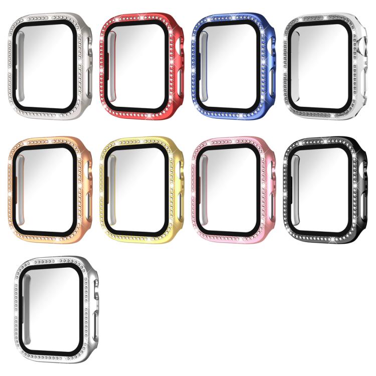 xDfind Single Row Diamond Tempered Glass Film Integrated PC Watch Case, For Apple Watch Series 44mm, For Apple Watch Series 40mm, For Apple Watch Series 11 46mm / 10 46mm, For Apple Watch Series 11 42mm / 10 42mm, For Apple Watch Ultra 3 / 2 / 1 49mm  ...