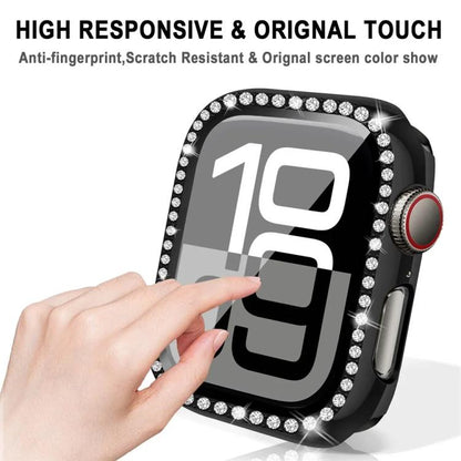 xDfind Single Row Diamond Tempered Glass Film Integrated PC Watch Case, For Apple Watch Series 44mm, For Apple Watch Series 40mm, For Apple Watch Series 11 46mm / 10 46mm, For Apple Watch Series 11 42mm / 10 42mm, For Apple Watch Ultra 3 / 2 / 1 49mm  ...