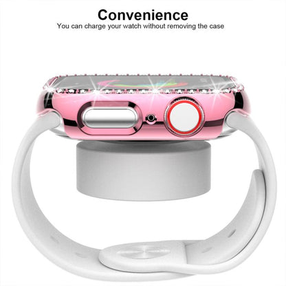 xDfind Single Row Diamond Tempered Glass Film Integrated PC Watch Case, For Apple Watch Series 44mm, For Apple Watch Series 40mm, For Apple Watch Series 11 46mm / 10 46mm, For Apple Watch Series 11 42mm / 10 42mm, For Apple Watch Ultra 3 / 2 / 1 49mm  ...