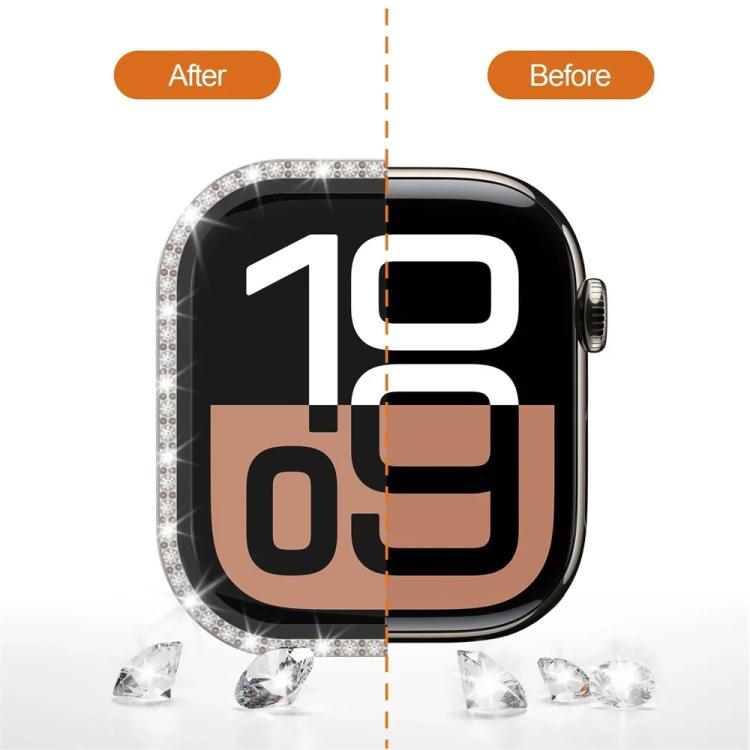 xDfind Single Row Diamond Tempered Glass Film Integrated PC Watch Case, For Apple Watch Series 44mm, For Apple Watch Series 40mm, For Apple Watch Series 11 46mm / 10 46mm, For Apple Watch Series 11 42mm / 10 42mm, For Apple Watch Ultra 3 / 2 / 1 49mm  ...