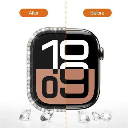 xDfind Single Row Diamond Tempered Glass Film Integrated PC Watch Case, For Apple Watch Series 44mm, For Apple Watch Series 40mm, For Apple Watch Series 11 46mm / 10 46mm, For Apple Watch Series 11 42mm / 10 42mm, For Apple Watch Ultra 3 / 2 / 1 49mm  ...