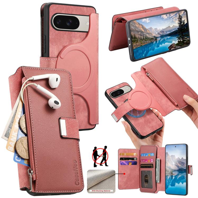 CaseNeo MagSafe RFID Anti-theft Zipper Wallet Retro Leather Phone Case, For Google Pixel 10a, For Google Pixel 10 Pro XL / 9 Pro XL, For Google Pixel 10 / 10 Pro / 9 / 9 Pro, For Google Pixel 9a