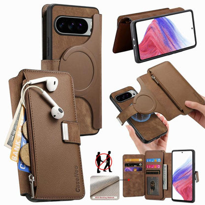 CaseNeo MagSafe RFID Anti-theft Zipper Wallet Retro Leather Phone Case, For Google Pixel 10a, For Google Pixel 10 Pro XL / 9 Pro XL, For Google Pixel 10 / 10 Pro / 9 / 9 Pro, For Google Pixel 9a