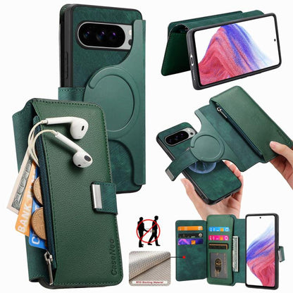 CaseNeo MagSafe RFID Anti-theft Zipper Wallet Retro Leather Phone Case, For Google Pixel 10a, For Google Pixel 10 Pro XL / 9 Pro XL, For Google Pixel 10 / 10 Pro / 9 / 9 Pro, For Google Pixel 9a