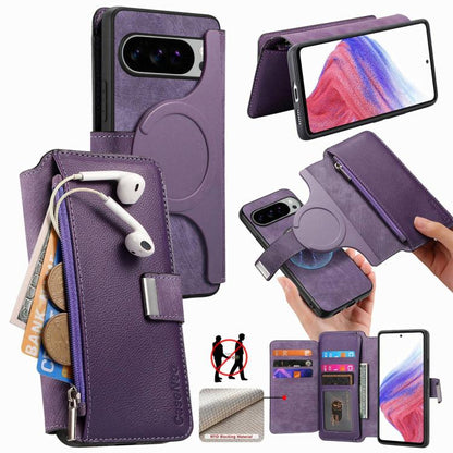 CaseNeo MagSafe RFID Anti-theft Zipper Wallet Retro Leather Phone Case, For Google Pixel 10a, For Google Pixel 10 Pro XL / 9 Pro XL, For Google Pixel 10 / 10 Pro / 9 / 9 Pro, For Google Pixel 9a