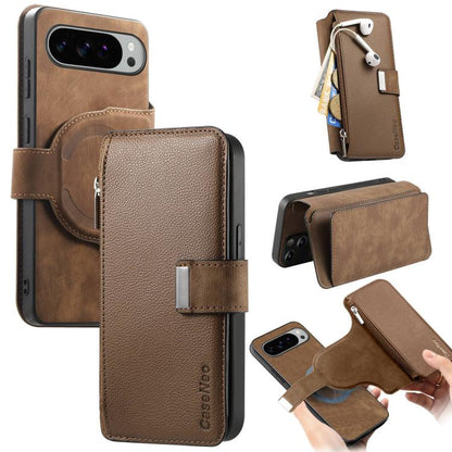 CaseNeo MagSafe RFID Anti-theft Zipper Wallet Retro Leather Phone Case, For Google Pixel 11 Pro XL, For Google Pixel 10a, For Google Pixel 10 Pro XL / 9 Pro XL, For Google Pixel 10 / 10 Pro, For Google Pixel 9a, For Google Pixel 9 / 9 Pro