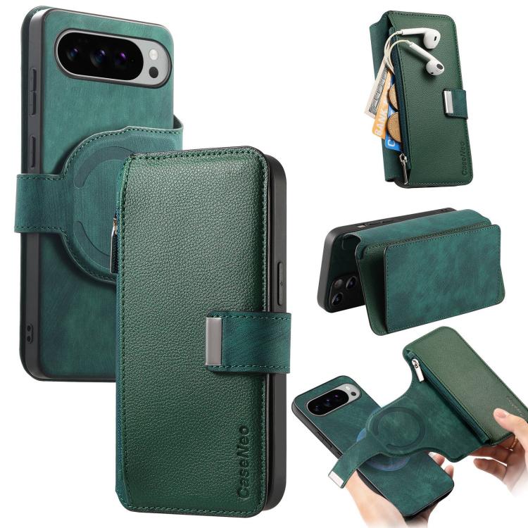CaseNeo MagSafe RFID Anti-theft Zipper Wallet Retro Leather Phone Case, For Google Pixel 11 Pro XL, For Google Pixel 10a, For Google Pixel 10 Pro XL / 9 Pro XL, For Google Pixel 10 / 10 Pro / 9 / 9 Pro, For Google Pixel 9a