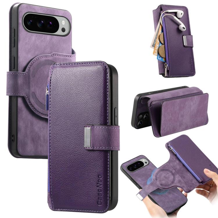 CaseNeo MagSafe RFID Anti-theft Zipper Wallet Retro Leather Phone Case, For Google Pixel 11 Pro XL, For Google Pixel 10a, For Google Pixel 10 Pro XL / 9 Pro XL, For Google Pixel 10 / 10 Pro, For Google Pixel 9a, For Google Pixel 9 / 9 Pro